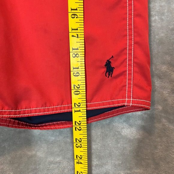 Polo by Ralph Lauren Swim Board Shorts Mens Size 32 Red Preppy Beach Blue‎ Pony - Picture 6 of 16
